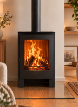 Preview: EEK A Kaminofen mit XL-Sichtscheibe Panadero NEVADA schwarz - 8,7 kW + ext. Zuluft