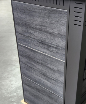 Küchenofen Holzherd PANONIA Kacheln schwarz, linke Version - 8,5 kW Dauerbrandherd