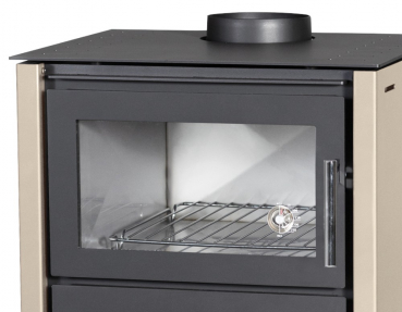 Preview: EEK A+ Kaminofen Victoria Regina F ivory mit Backfach + ext. Zuluft - 8,7 kW