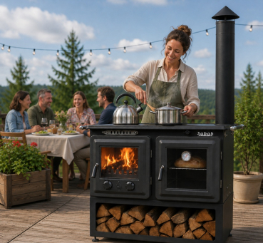 Preview: Outdoor-Dauerbrandherd Gartenkamin Holzherd S108