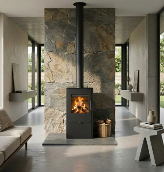 Preview: EEK A Kaminofen Victoria Opal-w mit ext. Zuluft schwarz - 6,1 KW