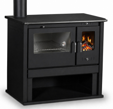Preview: EEK A+ Küchenofen Holzherd Victoria VIKI LUX links  mit Edelstahlbackfach schwarz BA1