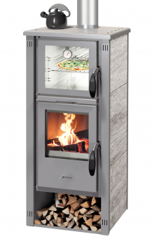 EEK A+ Kaminofen mit Backfach Pella SG mit Keramikverkleidung Specksteinoptik - 5,4kW
