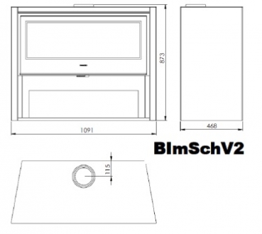 EEK A+ "Breitbild"-Kaminofen Panadero ARPEGE ECODESIGN, ext. Zuluft - 8,9 kW