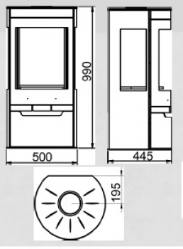 EEK A Kaminofen Panadero Suerte ECODESIGN + ext. Zuluft mit drei Scheiben 8 kW