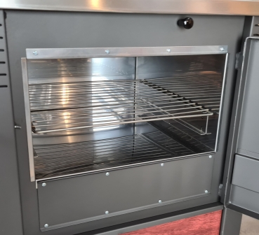 EEK A+ Küchenofen Holzherd PANONIA Kacheln bordeaux, rechte Version - 8,5 kW Dauerbrandherd