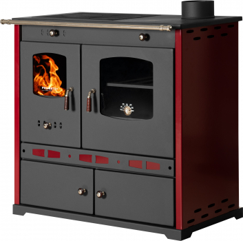 EEK A+ Küchenofen Holzherd Perfect ECO LUX bordeaux, rechte Version - 7,38 kW Dauerbrandherd