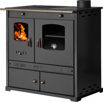 EEK A+ Küchenofen Holzherd Perfect ECO LUX schwarz, rechte Version - 7,38 kW Dauerbrandherd