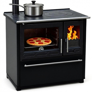 EEK A+ Küchenofen Holzherd Plamen 850 schwarz, linke Version - 8 kW Dauerbrandherd