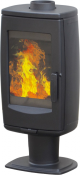 EEK A+ Design-Gusskaminofen Plamen Aria schwarz, raumluftunabhängig - 8kW