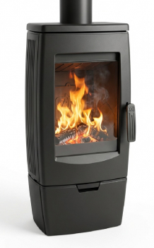 EEK A+ Design-Gusskaminofen Plamen Gala schwarz, raumluftunabhängig - 8kW