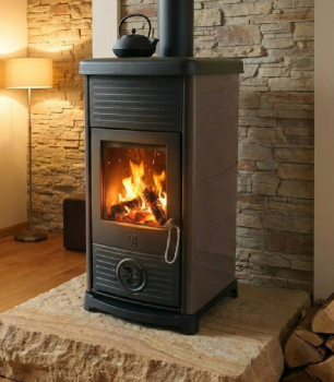 Preview: EEK A+ Kaminofen Plamen Maestral N BRAUN mit Herdplatte - 6,5kW