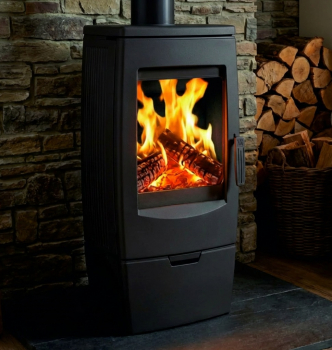 Preview: EEK A+ Design-Gusskaminofen Plamen Gala schwarz, raumluftunabhängig - 8kW