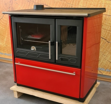 EEK A+ Küchenofen Holzherd Plamen 850 rot, linke Version - 8 kW Dauerbrandherd