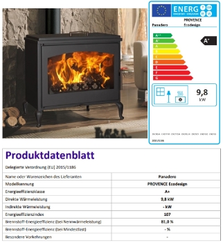 EEK A+ Kaminofen Panadero Provence EcoDesign mit Herdplatte (Kochstelle) - 9,8kW