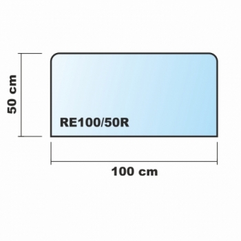 Rechteck 100x50cm abgerundet - Funkenschutzplatte Kaminbodenplatte Glasplatte