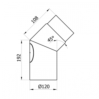 120 mm - Rauchrohr Bogen 45° mit Tür 2-teilig geschweißt in Schwarz