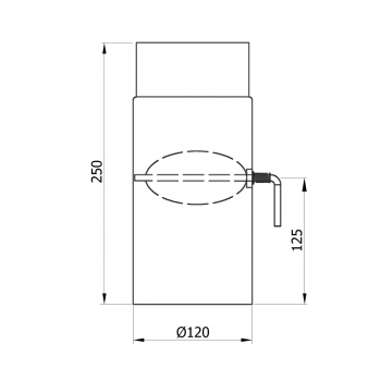 120 mm - Rauchrohr mit Drosselklappe 250 mm in Schwarz