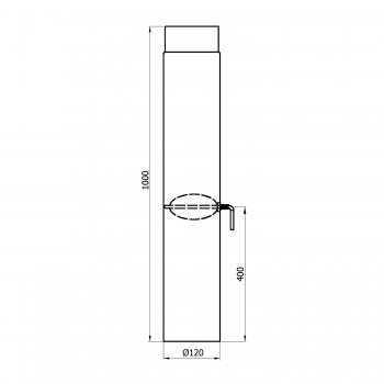 120 mm - Rauchrohr mit Drosselklappe 1000 mm in Schwarz