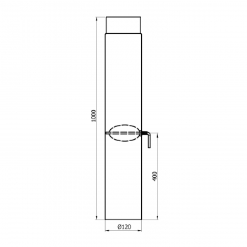 120 mm - Rauchrohr mit Drosselklappe 1000 mm in Gussgrau