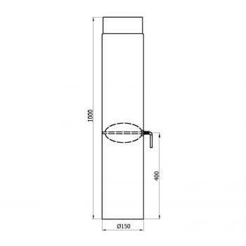 150 mm - Rauchrohr mit Drosselklappe 1000 mm in Schwarz