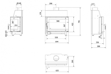EEK A+ Kamineinsatz Kratki SIMPLE rechts 6 kW Ø 150
