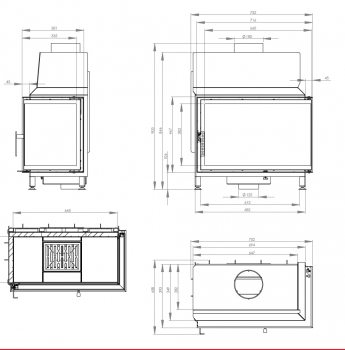 EEK A Eck-Kamineinsatz HITZE STMA68X43.R mit 11kW