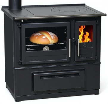 EEK A+ Küchenofen Holzherd Plamen Slavonac N schwarz, linke Version - 8 kW Dauerbrandherd