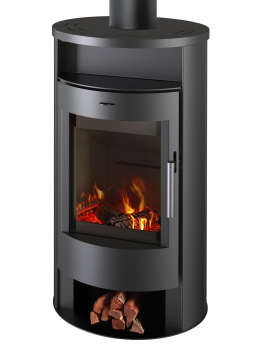 EEK A+ Runder Premium-Kaminofen TORONTO, schwarz - 6,3 kW