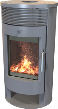 EEK A+ Runder Premium-Kaminofen TORONTO R, gussgrau - 6,3 kW