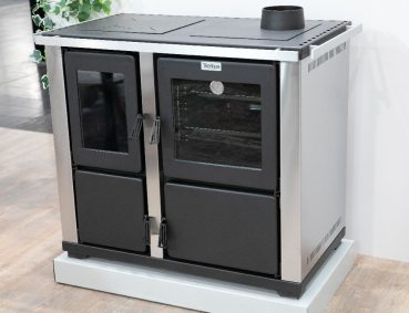 EEK A+ Automatik-Dauerbrand Küchenofen Holz- u. Kohleherd Teba TKS-18, Edelstahl mit 10KW