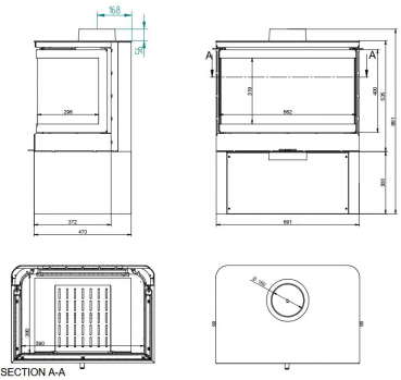 EEK A+ 3seitiger Kaminofen DORAKO STO M 14 3F ECODESIGN - 8,5 kW