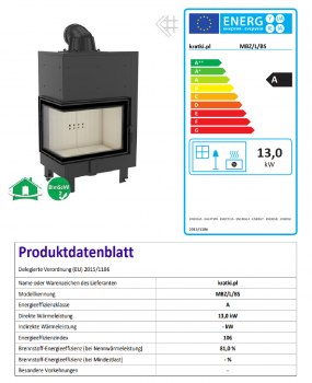 *EEK A - Eck-Kamineinsatz Kratki MBZ 13, Seitenglas links - 13 kW