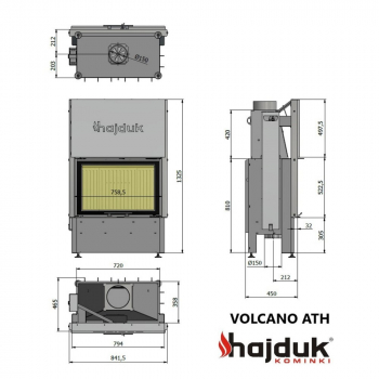 EEK A Eck-Kamineinsatz HAJDUK VOLCANO ATH 9 kW Rahmenlose Tür