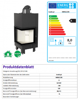 *EEK A - Eck-Kamineinsatz Kratki MBN/L/BS Schwenktür, links - 8 kW