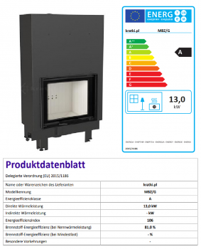 EEK A - Kamineinsatz Kratki MBZ 13 mit Schiebetür - 13 kW