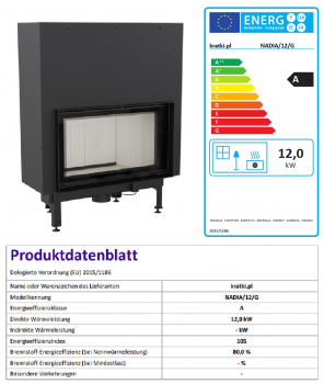 EEK A - Kamineinsatz Kratki Nadia 12 mit Schiebetür - 12 kW