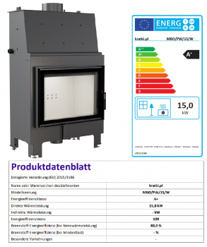 *EEK A+ Wasserführender Kamineinsatz Kratki MBO/PW/15/W - 15kW