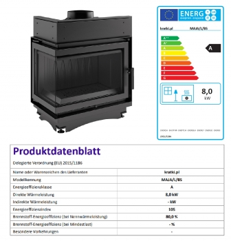 *EEK A - Eck-Guss-Kamineinsatz Kratki MAJA/L/BS !RR150mm! mit Seitenglas links - 8kW + BIMSCHV II