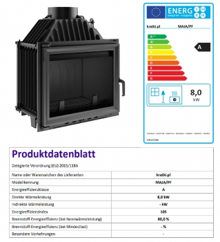 *EEK A Guss-Kamineinsatz Kratki MAJA/PF !RR150mm! - 8kW + BIMSCHV II