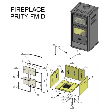 EEK A Kaminofen mit Backofen Prity FM D – 12kW + BIMSCHV II