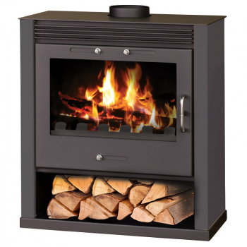 EEK A Kaminofen Victoria Rubin grau mit XXL-Sichtscheibe – 13kW