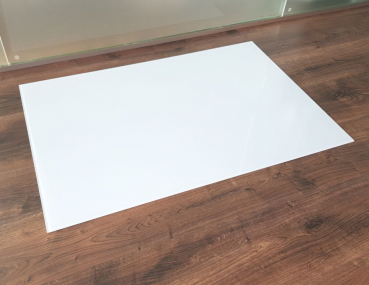 Saisonplatte Rechteck 90x40cm Glas weiß - Kamin-Vorlegeplatte Funkenschutzplatte Kaminbodenplatte Glasplatte