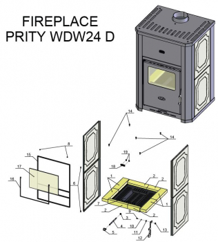 EEK A: Wasserführender Kaminofen PRITY WD W24 D, graphite - 24,3 kW +BIMSCHV II