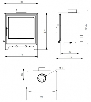 EEK A Kleiner Kaminofen Z08, externe Zuluft, Holz&Kohle + dauerbrandf. – 8 kW