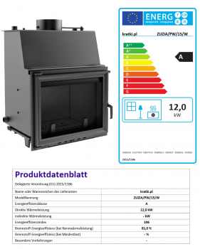 *EEK A Wasserführender Kamineinsatz ZUZIA/PW/15/W - 12kW + BIMSCHV II