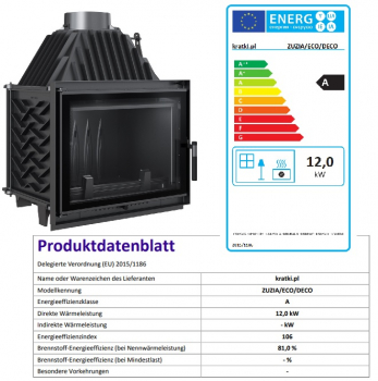 *EEK A Gusskamineinsatz Kratki ZUZIA ECO 12 DECO, raumluftunabh. + BISMSCHV II - 12kW