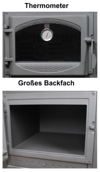 EEK A - Kaminofen mit Backfach und Herdplatte Cucina creme - 9,7kW