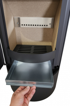 EEK A+ Runder Premium-Kaminofen Ottawa mit Speicherstein, gussgrau - 6,3 kW