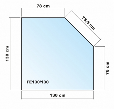 Fünfeck 130x130cm - Funkenschutzplatte Kaminbodenplatte Glasplatte